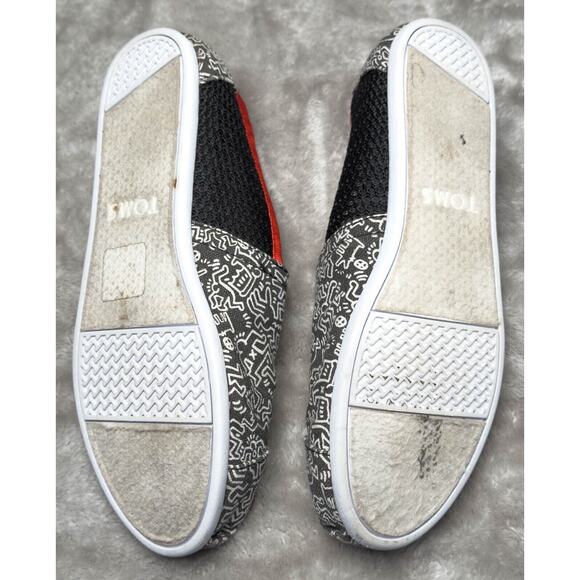Toms Keith Haring Chalkboard Mesh Slip On Classic Flats Womens Size 7 - Picture 6 of 14